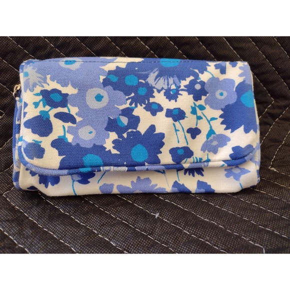 Gap Blue Floral Bi-fold Cosmetic Bag with Mirror - Picture 1 of 6
